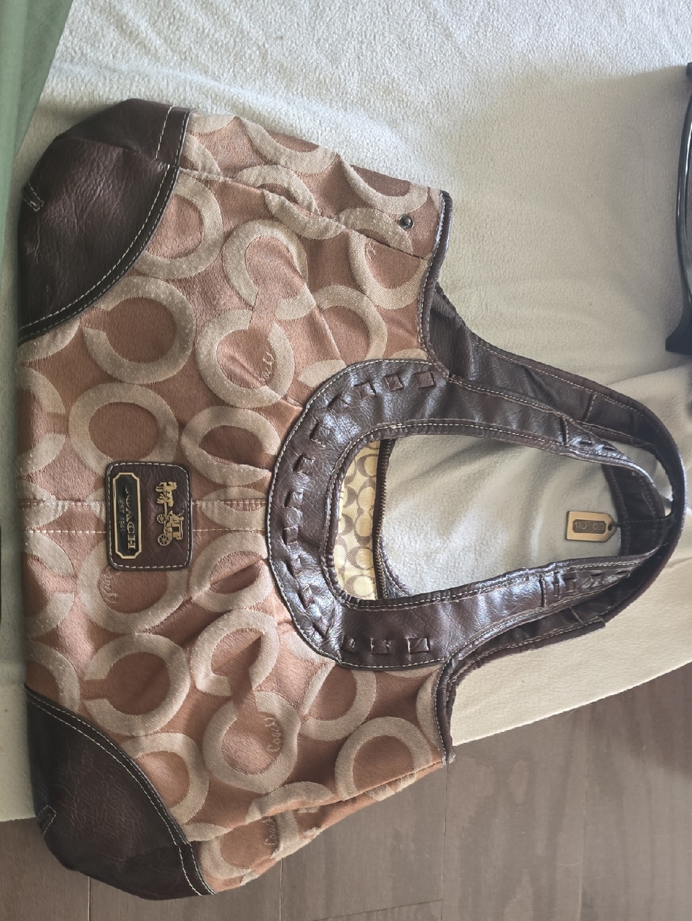 COACH Brown Signature Canvas Tote Bag